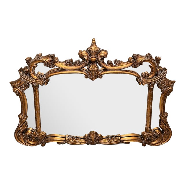 Ardley Hall Ornate Gold Baroque-Style Wall Mirror With Decorative Scrollwork For Sale
