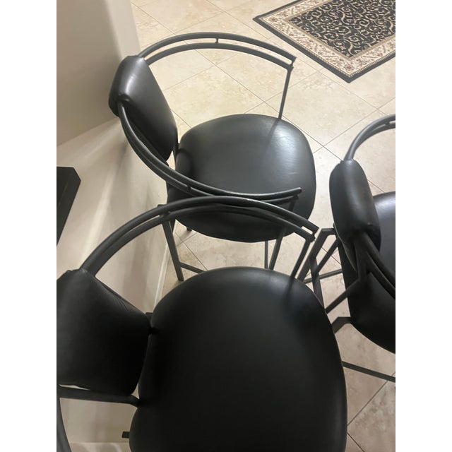 Post-Modern Black Metal Barstools -Set of Three For Sale - Image 4 of 11