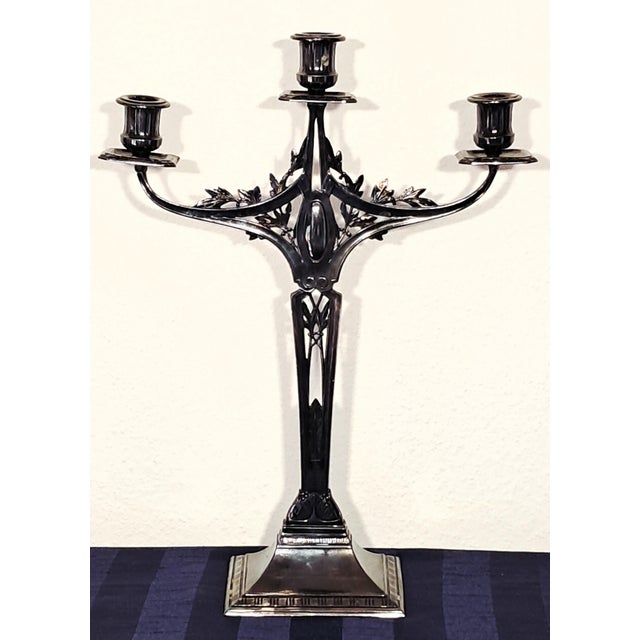 Antique Kayserzinn Three-Light Candlestick, 1890s For Sale - Image 15 of 15