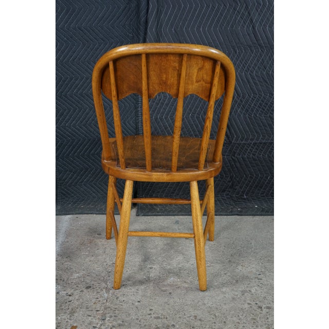 4 Antique American Oak Windsor Bow Back Chairs Saloon Pub Tavern Caboose Seats For Sale - Image 15 of 18