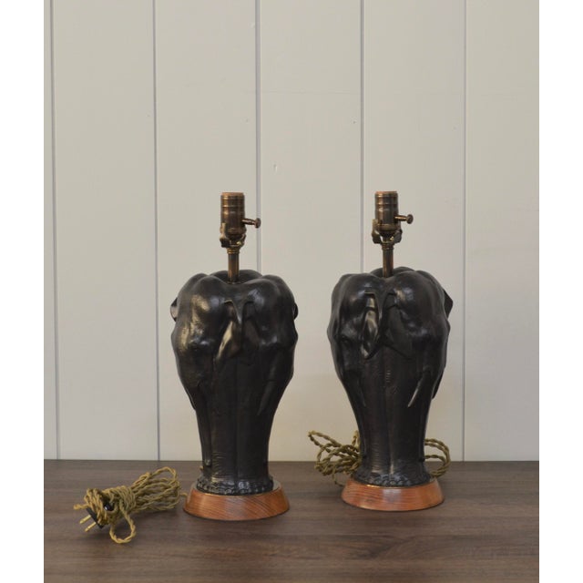 Sculptural Elephant Table Lamps by Frederick Cooper a Pair Chairish