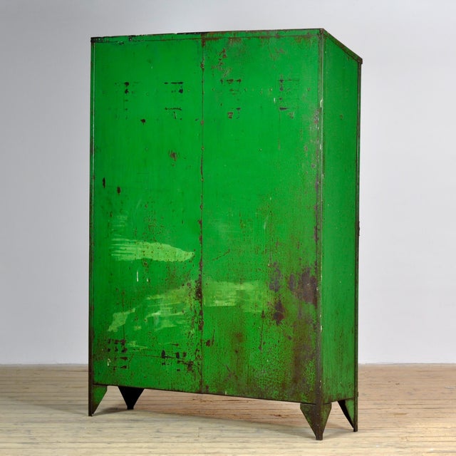 Vintage Industrial Green Locker, 1950s For Sale - Image 13 of 14