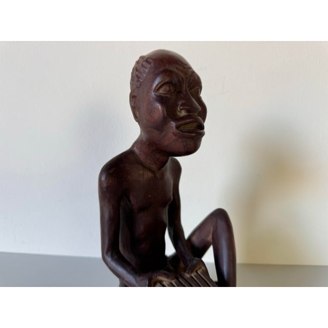 Vintage Hand-Carved Wood African Man Sculpture For Sale - Image 10 of 12