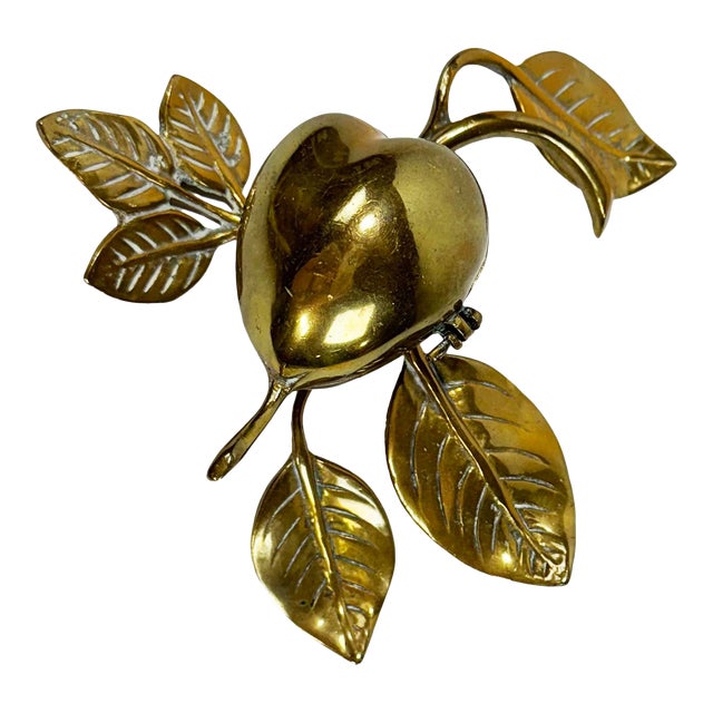 Vintage Brass Fruit Treasure Box or Ashtray For Sale