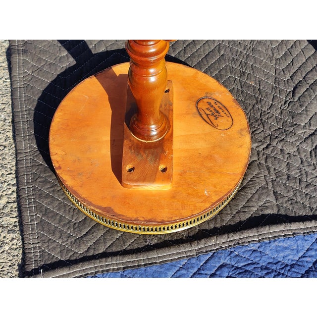 Vintage Schott French Brass Caged Wooden Accent Table For Sale - Image 4 of 7