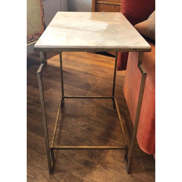 Art Deco Style Gilt Metal Marble End Table Chairish