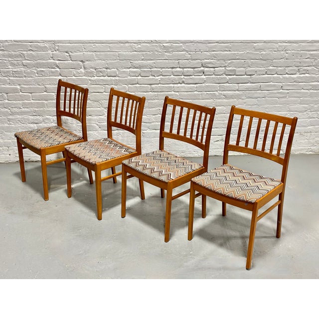 Brown Set of 4 Danish Modern Teak Dining Chairs| Mid Century Scandinavian Chairs, 1960s For Sale - Image 8 of 14