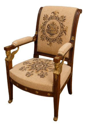 Empire Mahogany Armchair with Egyptian Heads, Early 19th Century