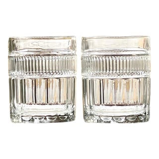 Pair of Anchor Hocking Annapolis Low Ball Glasses in Unique Design For Sale