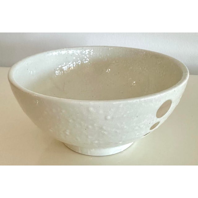 Boho Chic Vintage Ceramic Bowl With Circle Details For Sale - Image 3 of 5