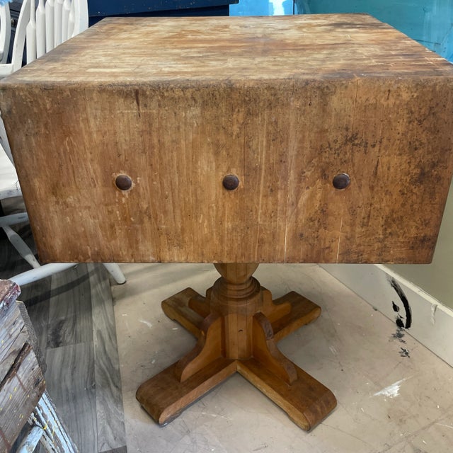 Antique Pedestal Base Butcher Block For Sale - Image 12 of 12