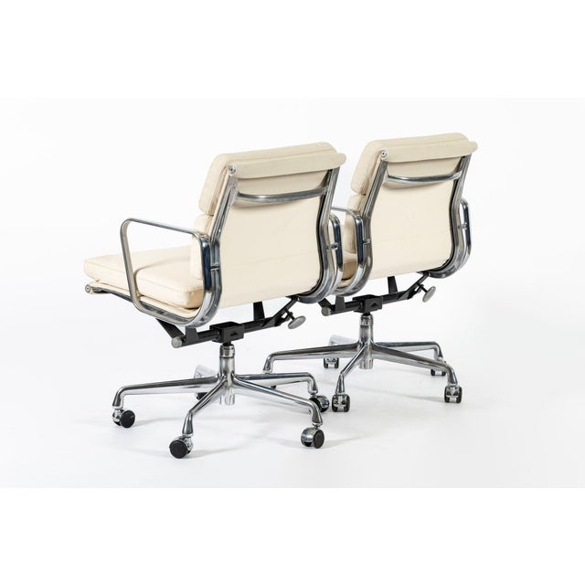 2000 - 2009 Eames for Herman Miller Tan Cream Office Chairs in Schumacher Vegan Leather For Sale - Image 5 of 11