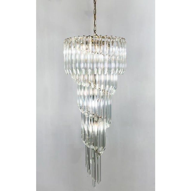 Large Waterfall Murano Glass Chandelier, 1970s. Up to 250V (Europe/UK Standard).The wiring of this item may be original...
