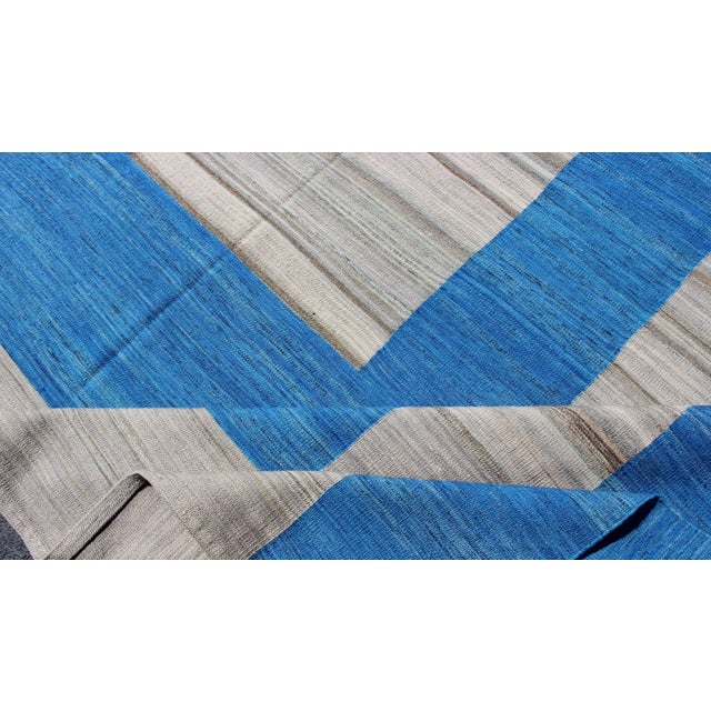 2010s Modern Kilim Rug by Keivan Woven Arts, Cobalt Blue & Gray, 8'3" X 11" For Sale - Image 5 of 12
