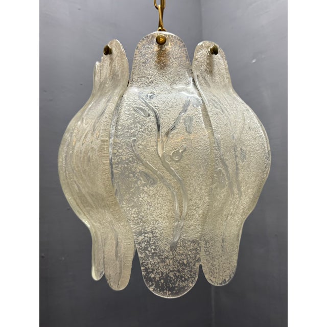Glass Italian Murano Glass Pendant Light with Sculptural Glass Shade, 1970s For Sale - Image 7 of 13