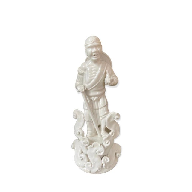 Ceramic Early 20th Century Blanc De Chine Chinese Ceramic Elder Statue Immortals Asian Decor White Glaze Pottery For Sale - Image 7 of 10