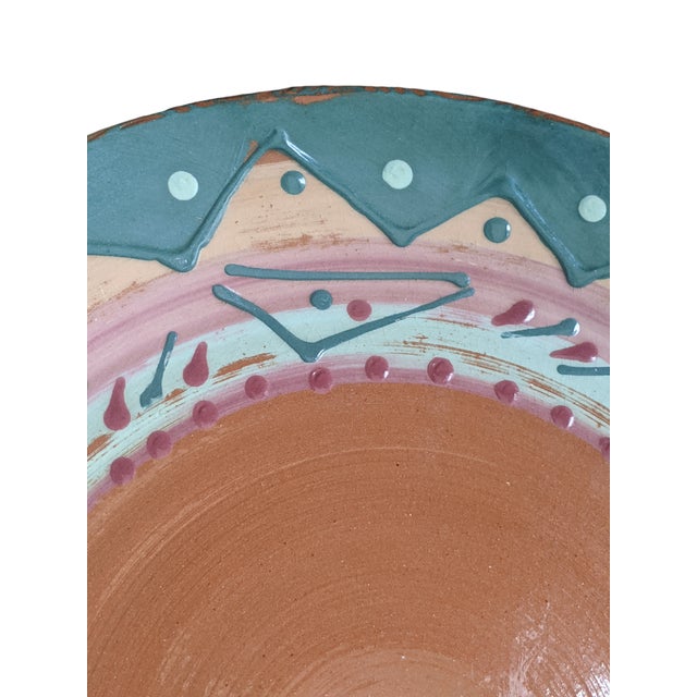 Vintage Original Studio Pottery Postmodern Southwestern Decorative Plate Signed For Sale - Image 9 of 11