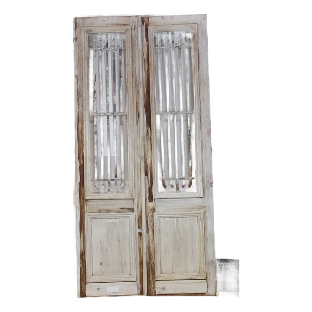 Late 19th Century Double French Doors With Metal/Glass - A Pair For Sale