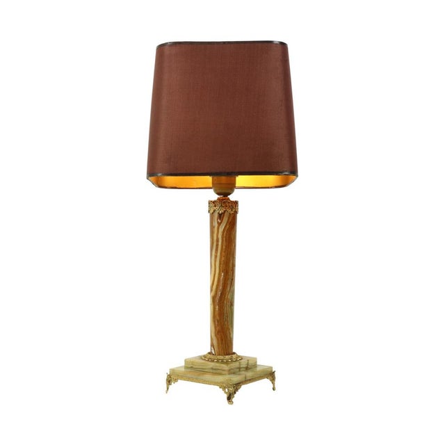 Onyx and Brass Column Table Lamp, 1950s For Sale - Image 17 of 17