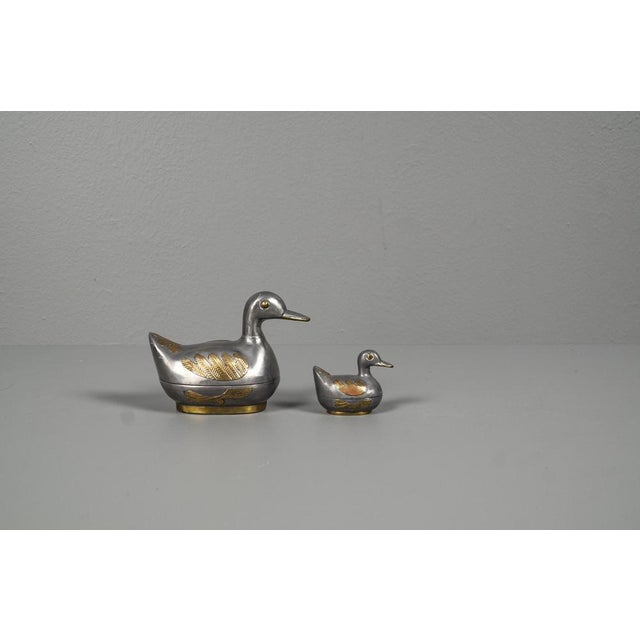 Ducks in Tin and Brass as Bowl with Lid, 1960s, Set of 2 For Sale - Image 5 of 13