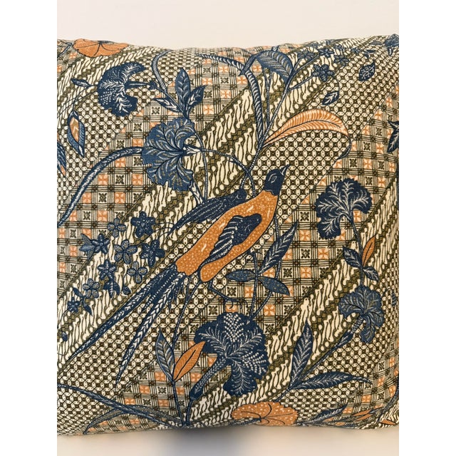 Boho Chic Pair of Custom Pillows in Jasper Michael Smith Batik Fabric For Sale - Image 3 of 5