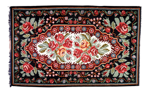 Vintage Balkan Bessarabian Hand Made Organic Wool Natural Color Floral Kilim,6'5"x10'2"