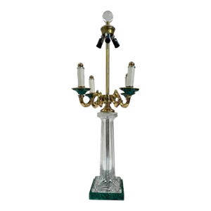 1980s Beth Weissman Malachite and Brass Four Arm Lamp