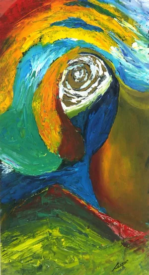 Ana Correa, Vibrant Colored Acrylic Abstract - the Eye of the Storm