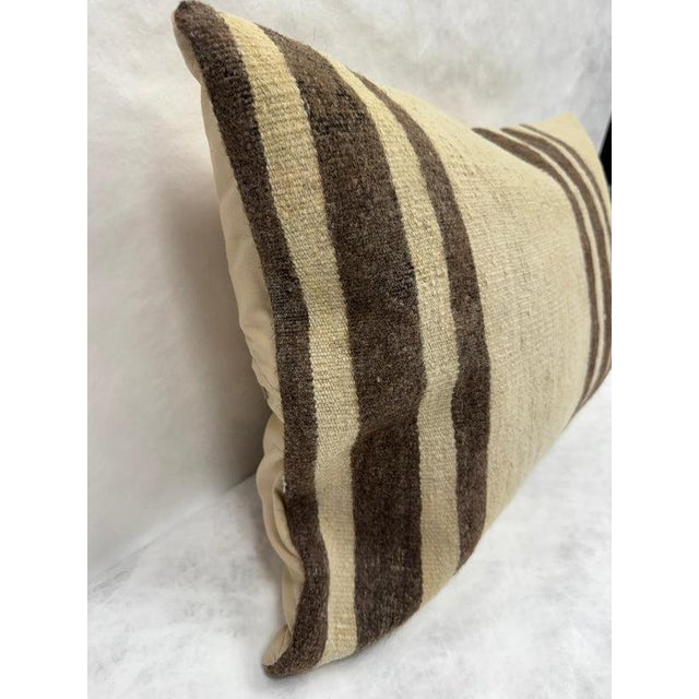 Turkish Hemp Pillow Cushion Natural Beige Brown Pillow Cushion Cover 16" x 24" For Sale - Image 4 of 4