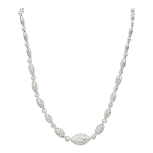 3.07 Ct Marquise Shaped Diamond Pave Necklace