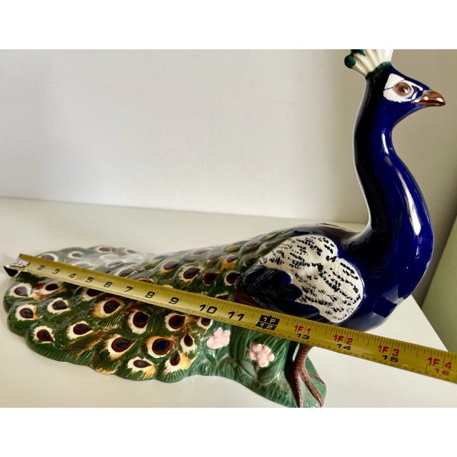 Ceramic Vintage Mid Century Modern Holland Molds Ceramic Peacock Bird Figurine For Sale - Image 7 of 8