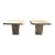 Pair of geometric square cut corner pedestal end tables in polished travertine, Italy, circa 1970s.