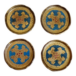 Late 20th Century Florentine Coasters- Set of 4 For Sale