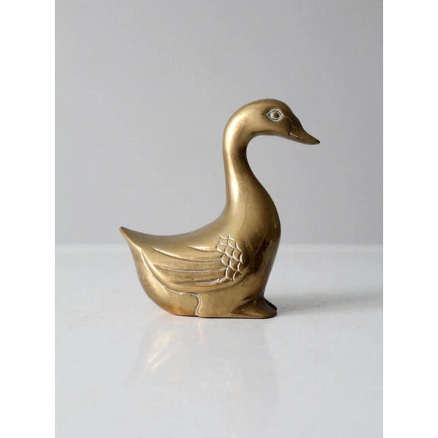 Mid-Century Brass Goose Figurine For Sale - Image 6 of 11