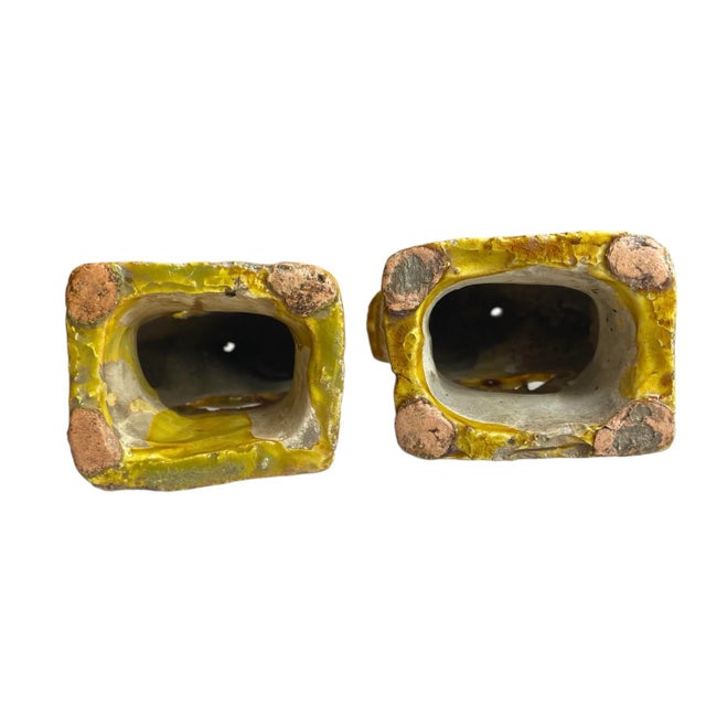 Mustard Pair of Chinese Foo Dog Joss Stick Holders For Sale - Image 8 of 8