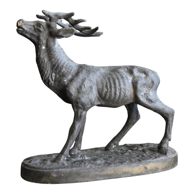 Antique Cast Metal Victorian Deer Stag Sculpture Figurine For Sale