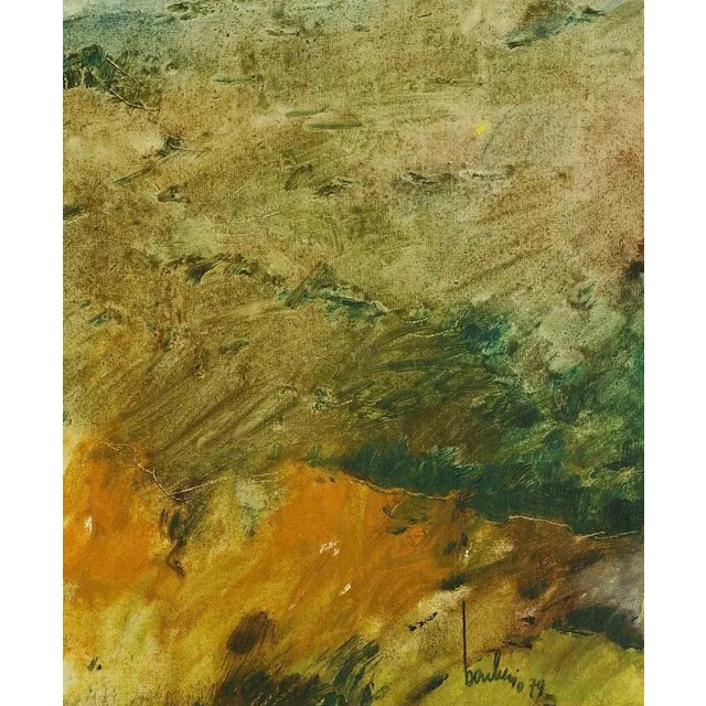 Landscape in Abruzzo is a modern artwork realized by Marco Barberio in 1979. Mixed colored oil painting on canvas. Hand...