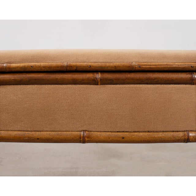 English Aesthetic Movement Bamboo Upholstered Bench Seat For Sale - Image 10 of 16