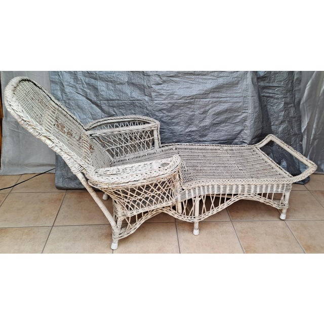 1920's White Wicker Chaise Lounge Chairish