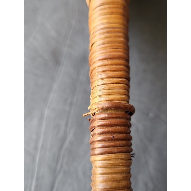 Wood Mid 20th Century Handwoven Bamboo Wicker Rug Beater For Sale - Image 7 of 16