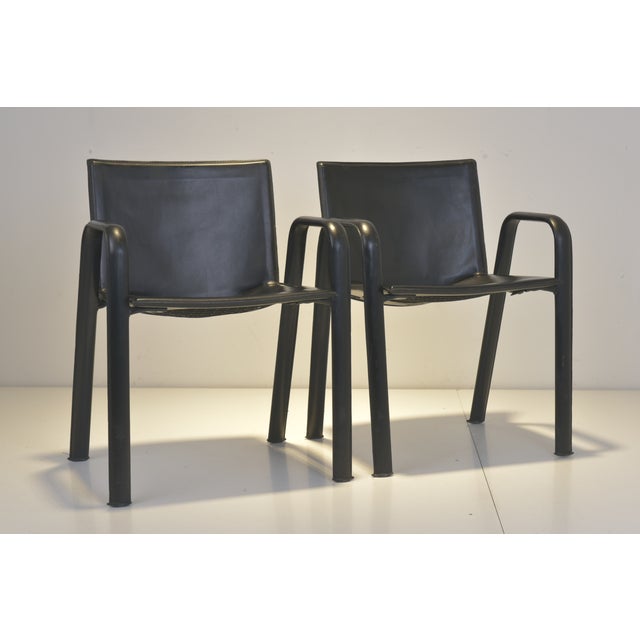 1980s Armchairs in Black Leather from Poltrona Frau, 1980s, Set of 2 For Sale - Image 5 of 15