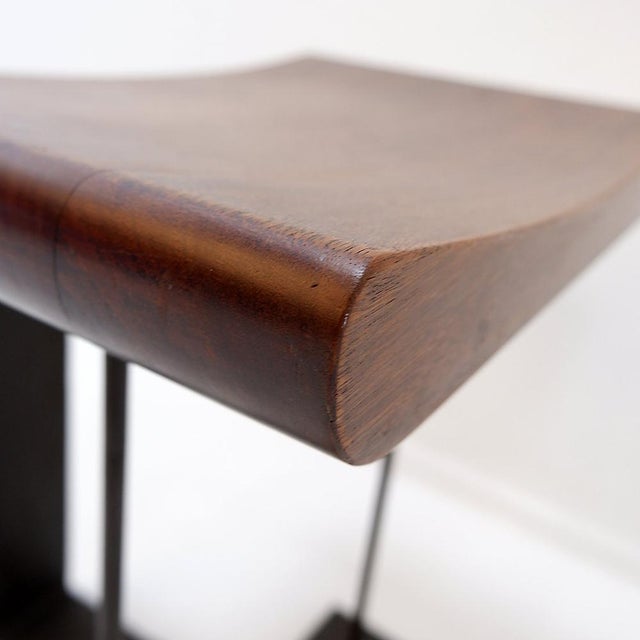 Vintage Stool in Wood and Metal in the style of Pierre Chareaus For Sale - Image 10 of 15
