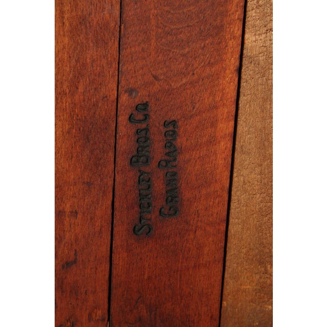 Stickley Brothers Antique Oak Arts & Crafts Rocking Chair With Green Upholstered Cushions For Sale - Image 15 of 18