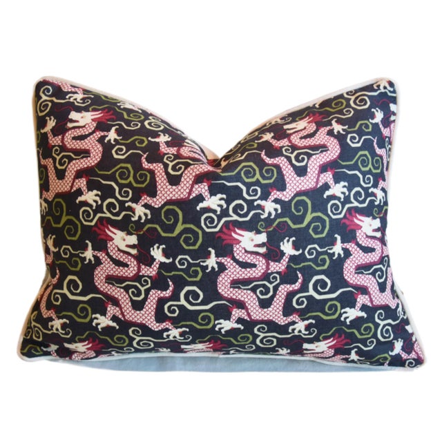 Schumacher Chinoiserie Dragons Feather/Down Pillow 24" X 18" For Sale In Los Angeles - Image 6 of 7