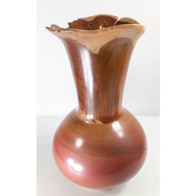 Mid-Century Modern Turned Carved Burlwood Live Edge Vase by Johannes Michelsen For Sale In New York - Image 6 of 11