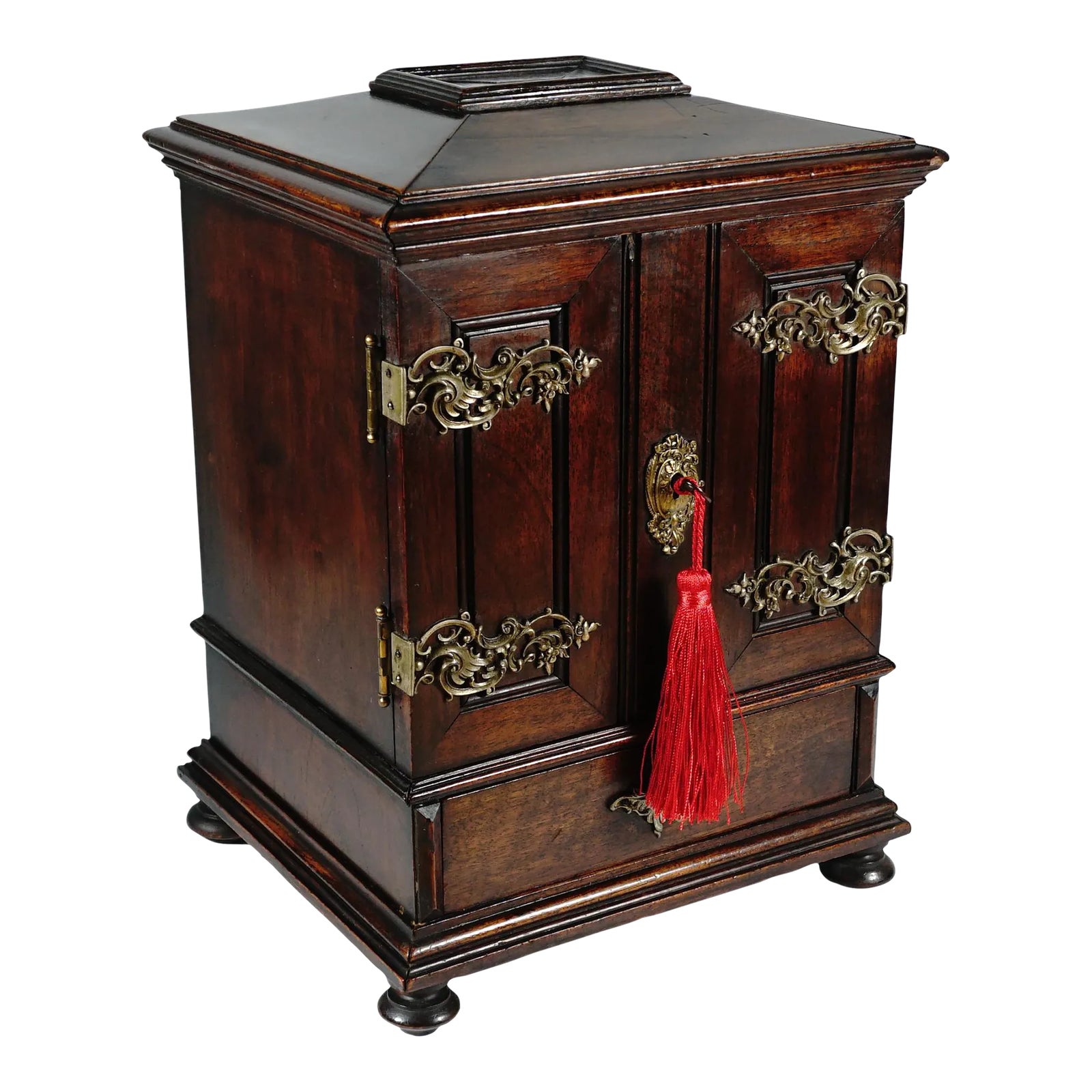 Late 19th Century Antique Victorian Wood Cigar Cabinet, Double Door ...