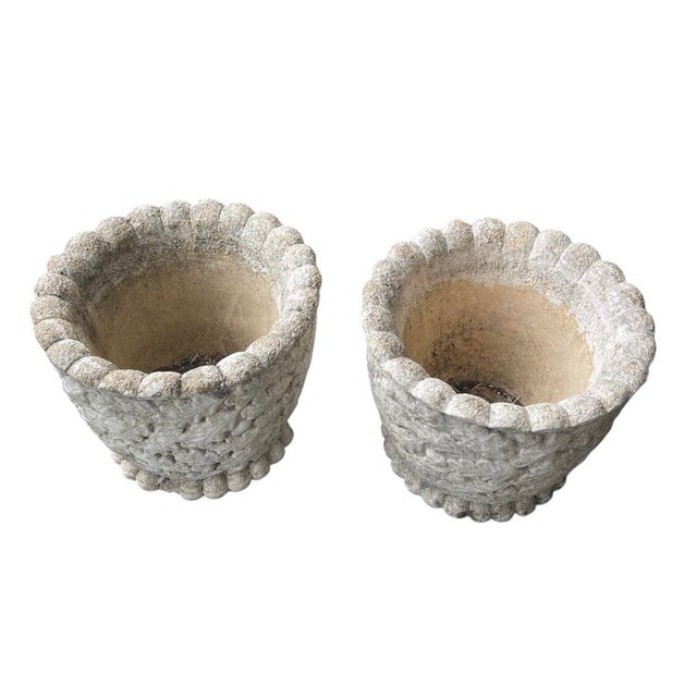 English A Pair of Vintage English Cast Stone Oak Leaf & Acorn Planters For Sale - Image 3 of 7