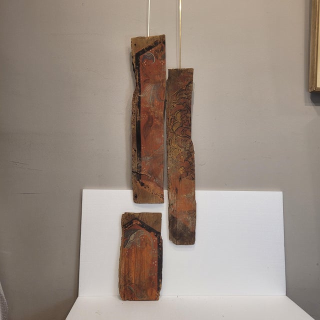 Fragments of Coffered Ceiling or Wainscoting in Polychrome Wood, Gothic-Mudejar, Spain, 18th Century, Set of 3 For Sale - Image 4 of 18