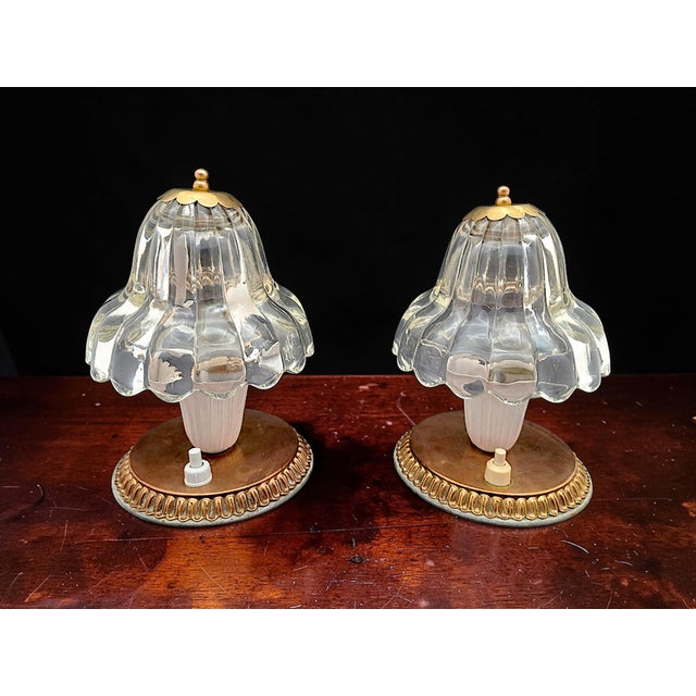 Murano Glass Lamps attributed to Barovier, 1950s, Set of 2 For Sale - Image 9 of 10
