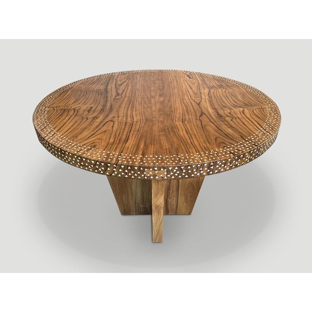 Andrianna Shamaris Round Shell Inlaid Dining Table or Entrance Table For Sale - Image 14 of 18